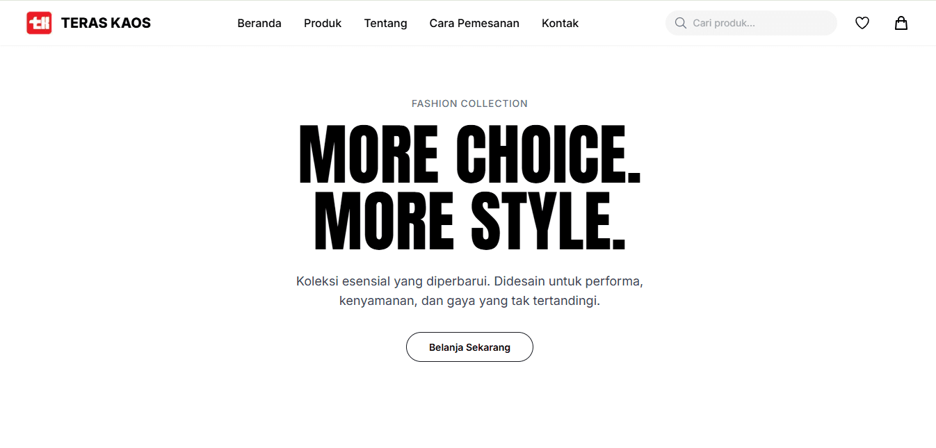 Tampilan halaman utama Teraskaos